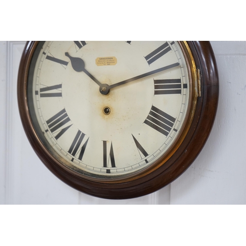 529 - An early 20th century mahogany wall clock, 37cm diameter