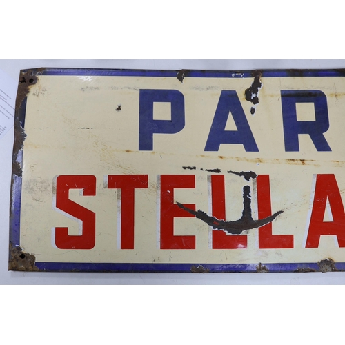 533 - A Stella Artois parking enamel sign. 44 x 148cm