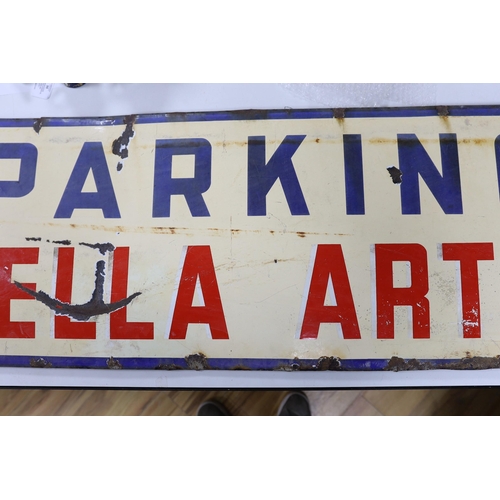 533 - A Stella Artois parking enamel sign. 44 x 148cm