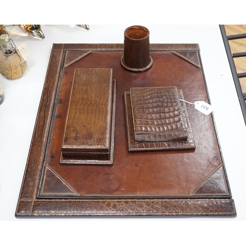 537 - A 1960-70's Gucci crocodile effect leather desk set