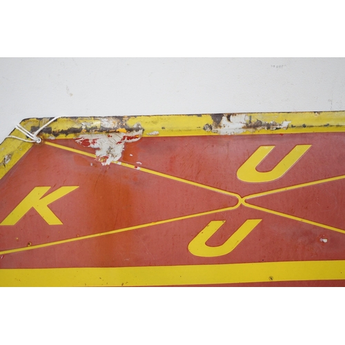 544 - A French enamel advertising sign, Bouillon Kub, 97cms wide x 97cms high