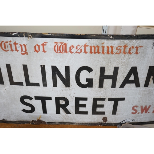 552 - A City of Westminster Gillingham Street enamelled road sign, 46x92cm