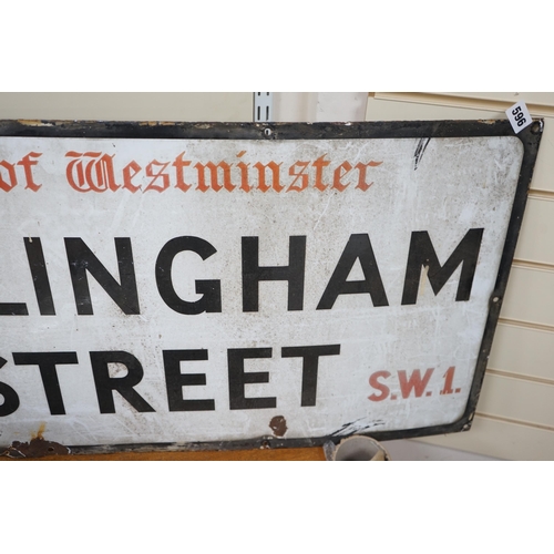 552 - A City of Westminster Gillingham Street enamelled road sign, 46x92cm