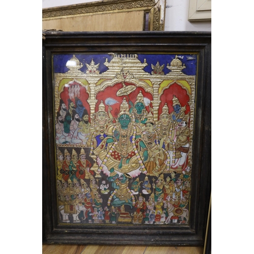 671 - Indian School, eight assorted reverse paintings on glass, Studies of nobles, deities and other figur... 