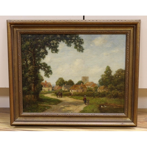 689 - Thomas Edward Francis (act.1899-1912), oil on canvas, 'Street scene, Warborough, Oxfordshire', signe... 