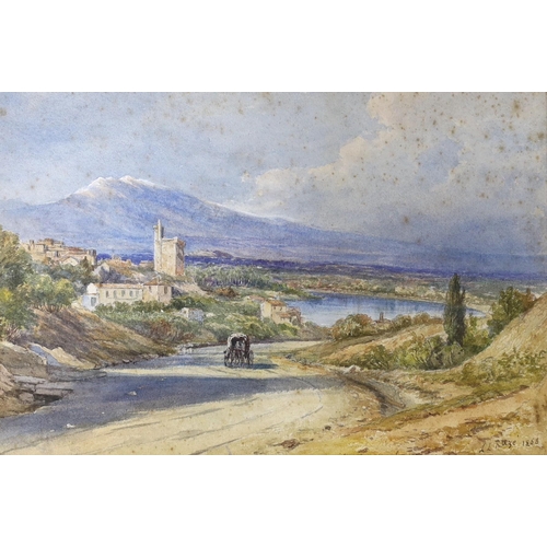 695 - Louis Laurent Razé (1805-1872), two watercolours, 'Near Avignon', signed and dated 1868, 24 x 37cm, ... 