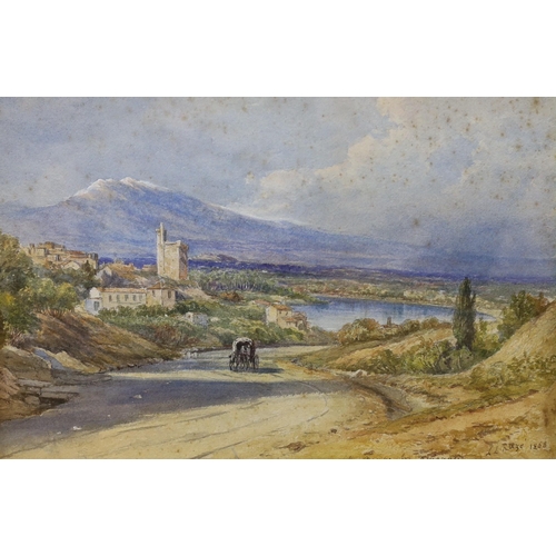 695 - Louis Laurent Razé (1805-1872), two watercolours, 'Near Avignon', signed and dated 1868, 24 x 37cm, ... 