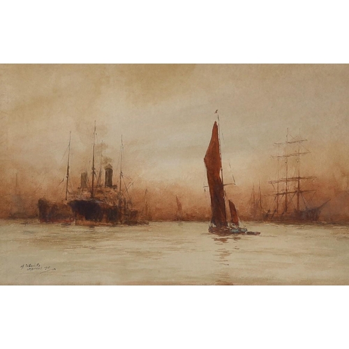 701 - William Minshall Birchall (1804-1941), pair of watercolours, 'Off Rotherhithe' and 'Out with wind an... 