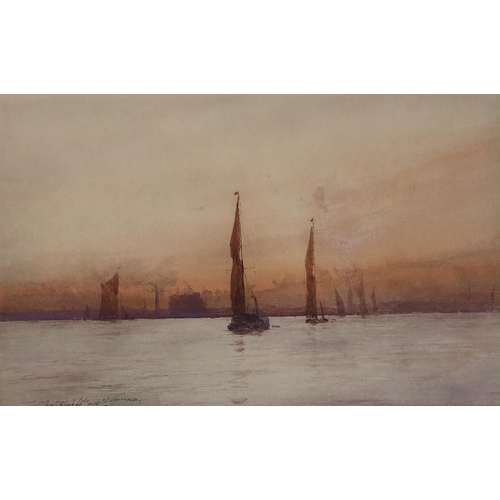 701 - William Minshall Birchall (1804-1941), pair of watercolours, 'Off Rotherhithe' and 'Out with wind an... 