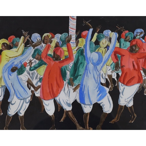 710 - Violet Hilda Drummond (1911-1994), two ink and watercolour drawings, Indian troop musicians and Indi... 