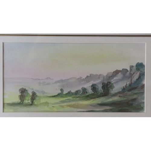 714 - F.E. Jackson, watercolour, 'Headland Val der Chann', signed, 16 x 50.5cm, together with a group of a... 