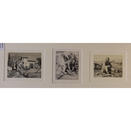 729 - A group of assorted pictures and prints including a lithograph after Sickert and three etchings by A... 