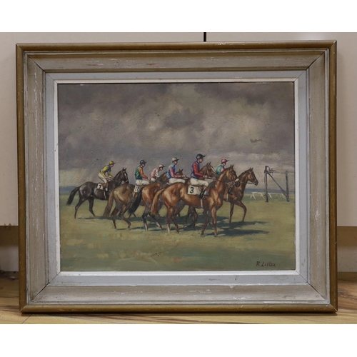 730 - Robert Lister, oil on canvas, 'Before the start', signed, 40 x 50cm