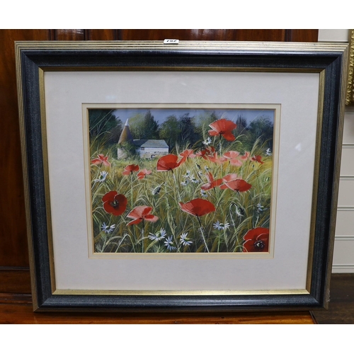 752 - Paul Evans (1950-), gouache, 'Autumn Poppies', signed, 32 x 40cm