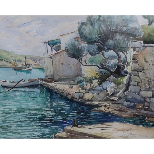 754 - Busser, two watercolours, 'Cala Figuera, Mallorca', signed and dated 1958, 50 x 64cm