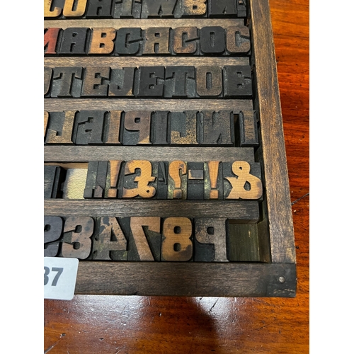 87 - A tray of printers blocks, height 36cm