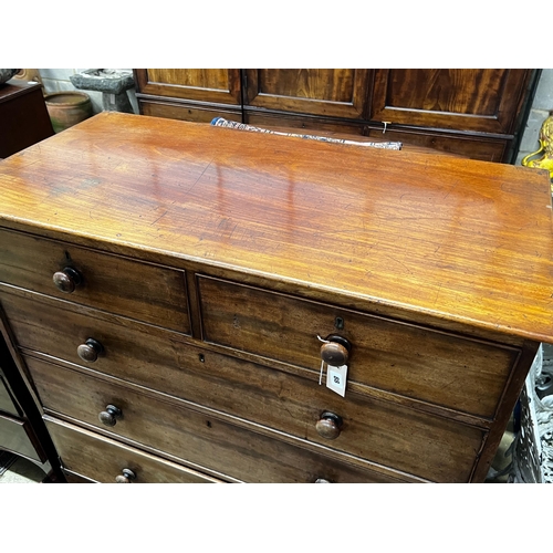 88 - A Regency mahogany chest of two short and three long drawers, width 109cm, depth 54cm, height 108cm... 