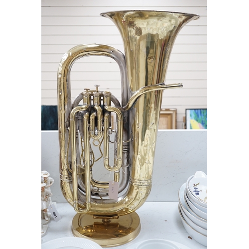 1479 - A Boosey & Co. tuba mounted as a table lamp 78cm