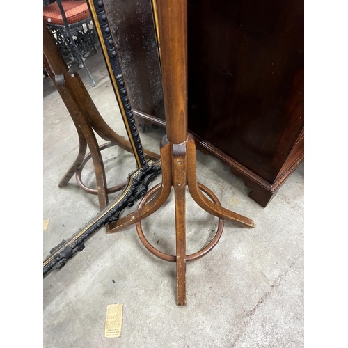 1008 - A beech Bentwood coat stand labelled Baumann, height 182cm