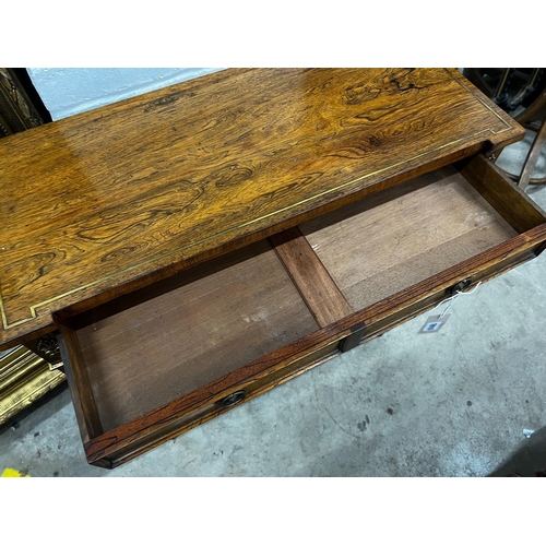 1010 - A Regency style brass inlaid simulated rosewood chiffonier, width 76cm, depth 34cm, height 83cm... 