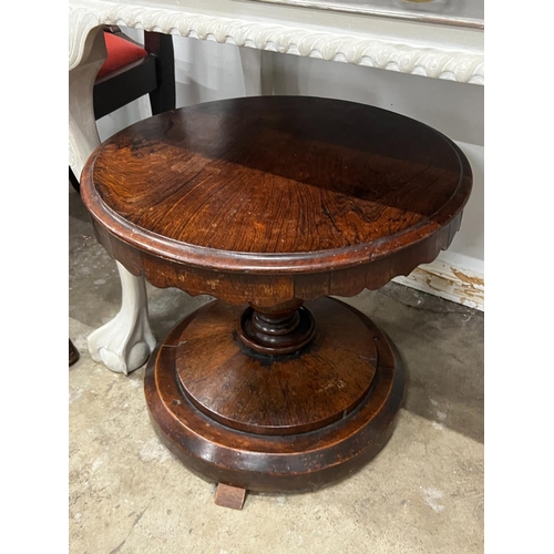 1017 - A Victorian circular rosewood occasional table (adapted) diameter 50cm height 44cm and a Chippendale... 