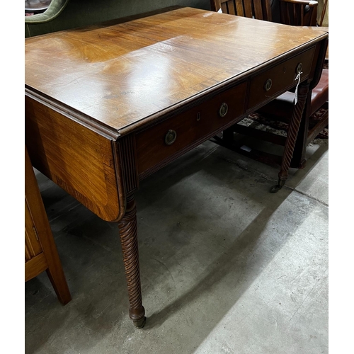 1037 - A Regency rosewood banded mahogany sofa table, width 102cm, depth 76cm, height 76cm