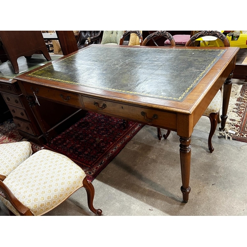 1045 - A Victorian style mahogany partner's writing table, width 154cm, depth 102cm, height 79cm