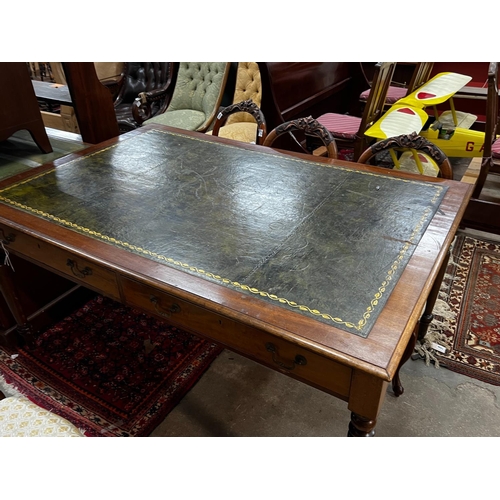 1045 - A Victorian style mahogany partner's writing table, width 154cm, depth 102cm, height 79cm