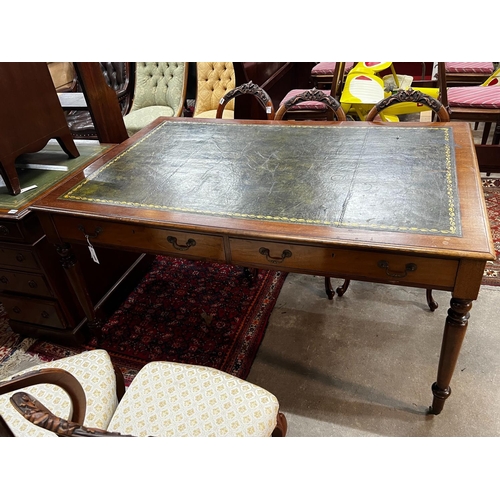 1045 - A Victorian style mahogany partner's writing table, width 154cm, depth 102cm, height 79cm