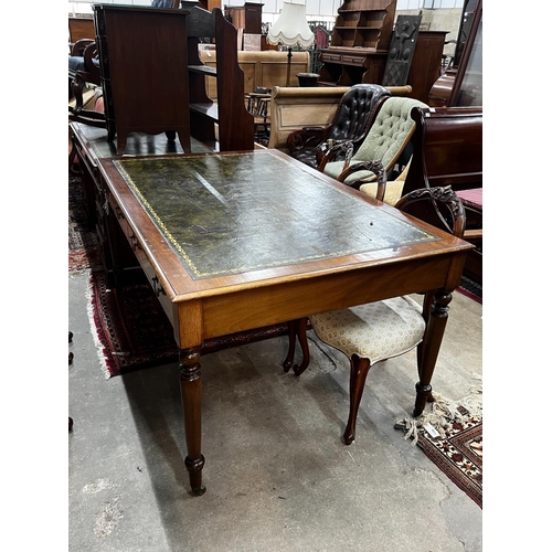 1045 - A Victorian style mahogany partner's writing table, width 154cm, depth 102cm, height 79cm