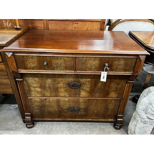 1056 - A 19th century continental mahogany small commode, width 88cm, depth 50cm, height 76cm