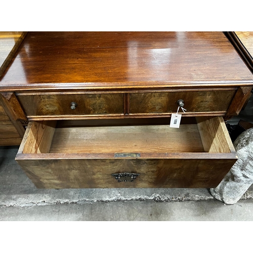 1056 - A 19th century continental mahogany small commode, width 88cm, depth 50cm, height 76cm