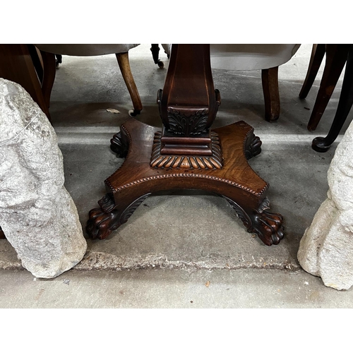 1057 - A William IV rectangular mahogany folding tea table, width 92cm, depth 46cm, height 77cm