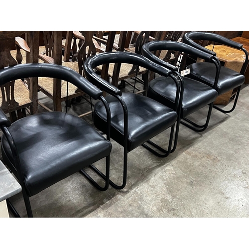 1064 - Four cantilever tub chairs by Oliver Percy Bernard, width 54cm, depth 60cm, height 76cm