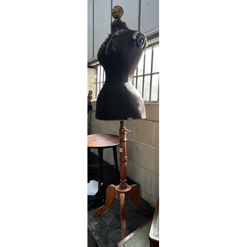 1066 - A late 19th century French brass mounted beech mannequin on telescopic tripod stand