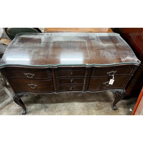 1081 - A Chippendale revival mahogany seven drawer dressing table, width 120cm, depth 59cm, height 79cm... 