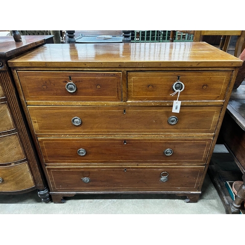 1086 - A Regency inlaid mahogany chest of drawers, width 108cm, depth 49cm, height 104cm