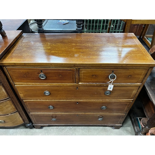 1086 - A Regency inlaid mahogany chest of drawers, width 108cm, depth 49cm, height 104cm