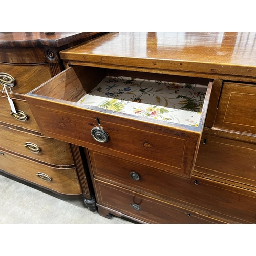 1086 - A Regency inlaid mahogany chest of drawers, width 108cm, depth 49cm, height 104cm