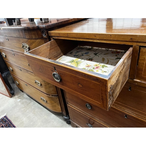 1086 - A Regency inlaid mahogany chest of drawers, width 108cm, depth 49cm, height 104cm