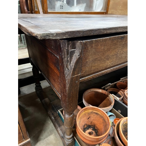 1088 - A 19th century French rectangular oak dough trough table, width 158cm, depth 67cm, height 71cm... 