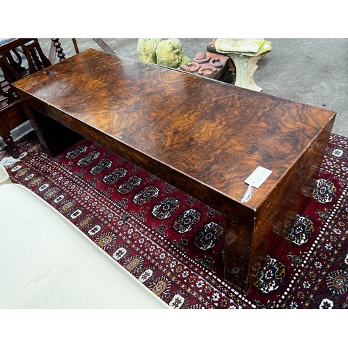 1101 - A contemporary rectangular walnut coffee table, length 122cm, depth 46cm, height 41cm