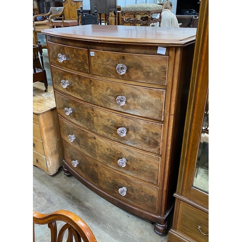 1143 - A Victorian mahogany bowfront chest with moulded glass handles, width 114cm, depth 60cm, height 141c... 