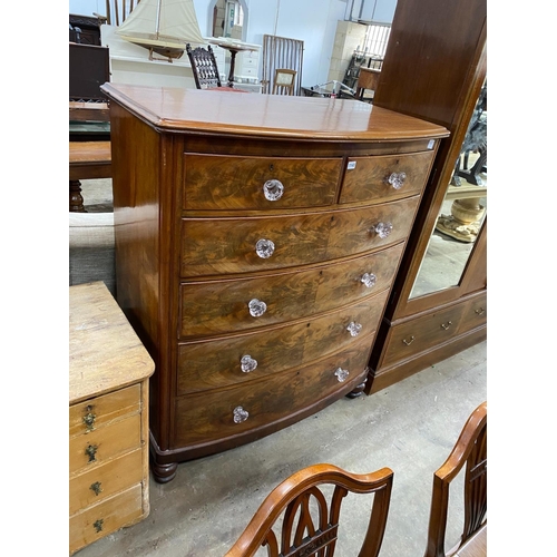 1143 - A Victorian mahogany bowfront chest with moulded glass handles, width 114cm, depth 60cm, height 141c... 