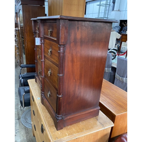 1146 - A pair of Victorian and later mahogany four drawer bedside chests, (altered) width 42cm, depth 40cm,... 