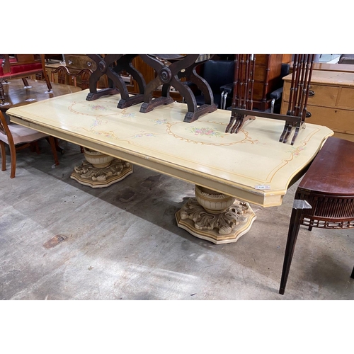 1167 - An Italian painted rectangular dining table, length 270cm, depth 110cm, height 75cm