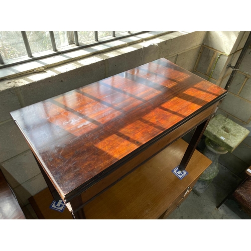 1190 - A George III rectangular mahogany folding card table, width 90cm, depth 45cm, height 71cm