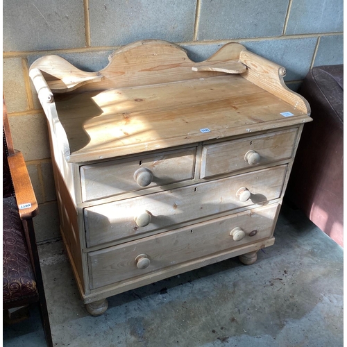 1195 - A Victorian stripped pine washstand, width 93cm, depth 50cm, height 91cm