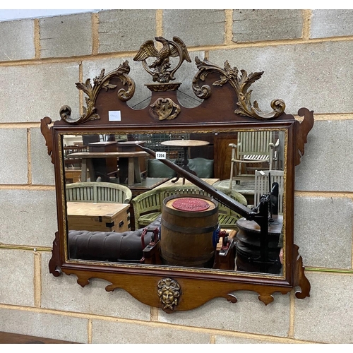 1204 - A George III style mahogany and gilt composition fret cut wall mirror, width 90cm, height 88cm... 