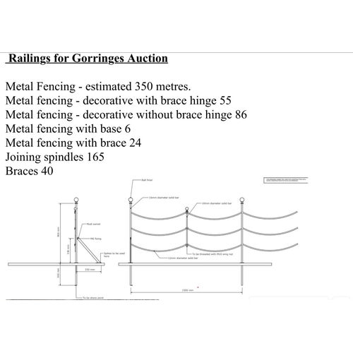 1220A - Approximately 350 metres of bespoke wrought iron garden pathway fencing/railing with simple post and... 